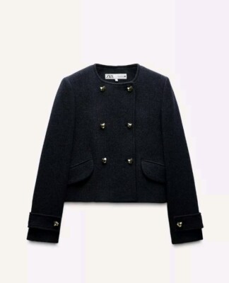 ZARA ZW COLLECTION WOOL BLEND BUTTON CROPPED