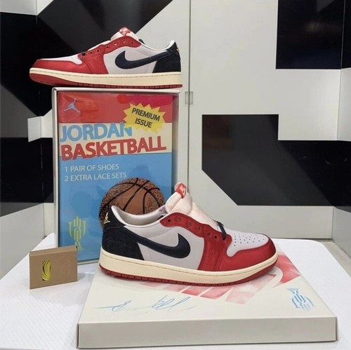 Air Jordan 1 Low OG x Trophy Room 'Sail/Black/Varsity Red' (2024) US8 - Picture 3 of 5