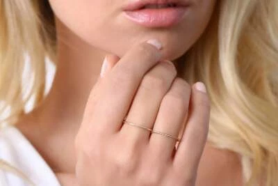 Filigraner Goldring aus 14K 585er Gold sehr dünn in Rosegold Gelbgold Weißgold  - Bild 1 von 4
