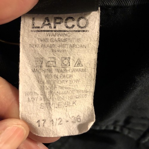 Lapco Shirt 17.5x36 Black Long Sleeve Pearl Snap Denim Canvas Western Cowboy - Picture 6 of 9