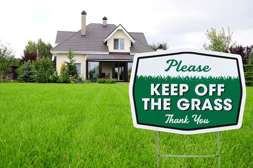Double Sided Please Keep Off Grass Yard Sign with Stake(1pk, 2pk, 3pk, 4pk, 6pk) - Picture 2 of 10