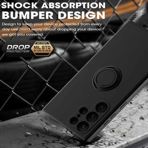 Shockproof Silicone Case For Samsung S24 S23 S22 Ultra A54 A53 Ring Stand Cover - Photo 5 sur 20