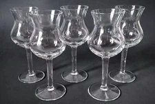 Vintage Set Of 5 Small Clear Grappa Whiskey Glasses 5.5" Tall 4oz Sherry Port