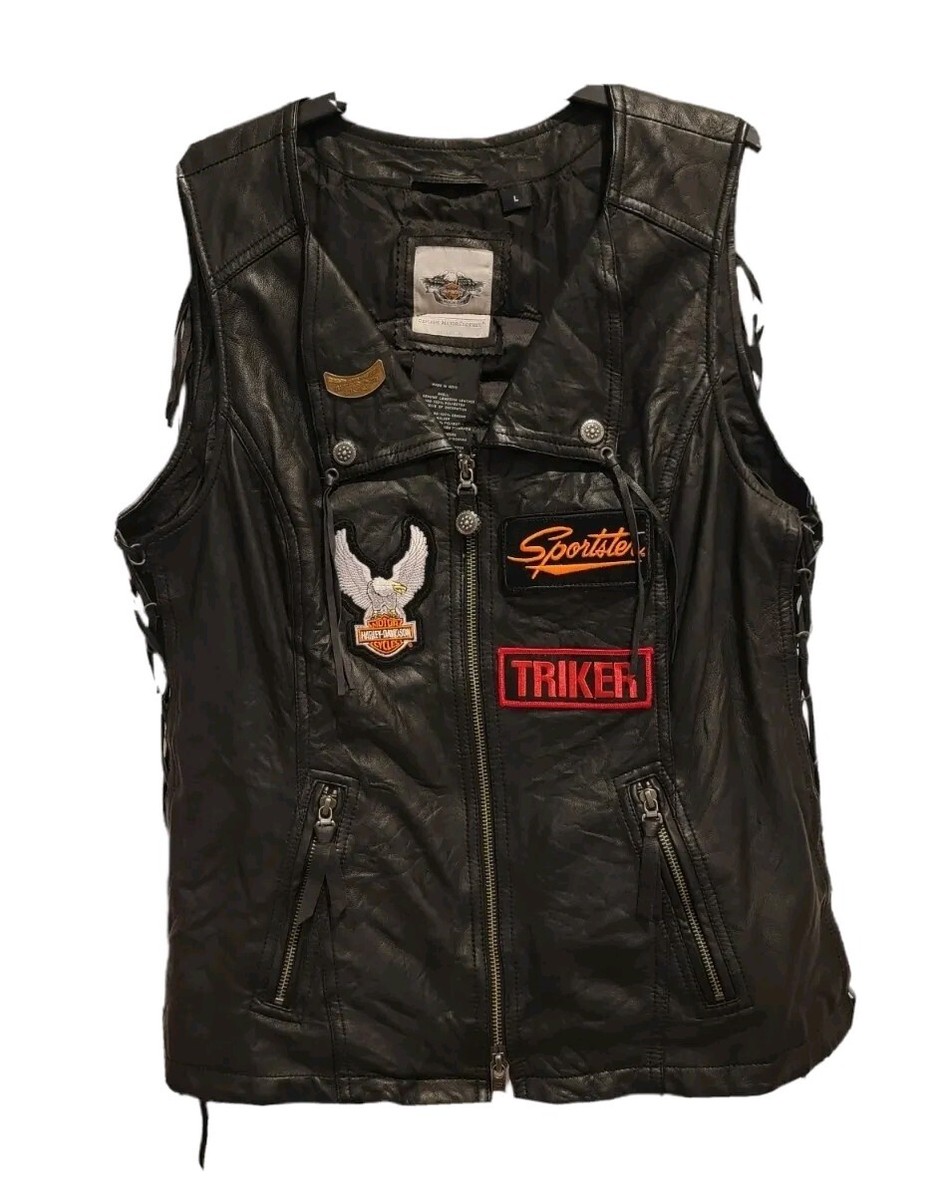 バイクウェア・装備 Harley-Davidson Leather Vest S HARLEY DAVIDSON GENUINE MOTOR CLOTHES WOMEN'S SZ L BLACK LEATHER