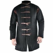 Thick Padded Black Medieval Gambeson Suit Of Quilted Costumes Sca Larp