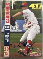 2015 Springfield Cardinals Grandstand #10 Mike Mayers Signed Auto Set Card