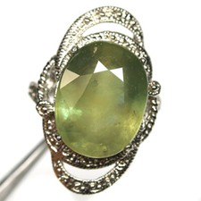 925 Sterling Silver 13 x 17 mm. Green Sapphire Jewelry Ring Size 6.25