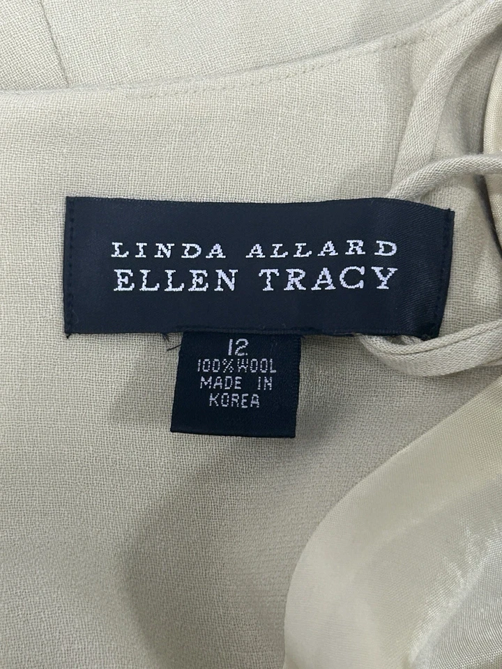 Vestido Linda Allard Ellen Tracy Verde Amarillo Lana Manga Larga Cambio Corea Talla 12 Foto 3 de 4