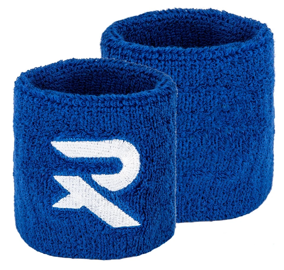Sports Wrist Sweatbands X 2 Blue Cotton Wristbands Squash Tennis 80s Fitness - Image 2 of 4