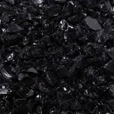 Celestial Fire Glass Crushed Fire Glass- Onyx Black 1/2" to 3/4", 10 Pound Jar