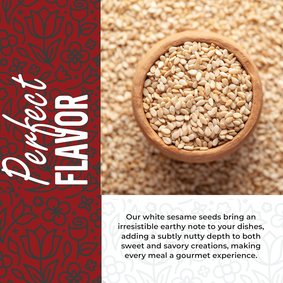 Sesame Seeds Bulk 2Lbs White Raw Sesame Seeds for Baking Unhulled