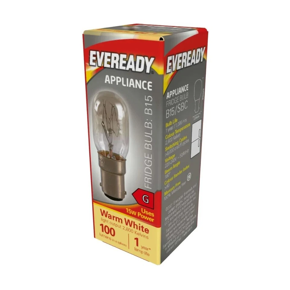 EVEREADY 15w SEWING MACHINE-FRIDGE-PYGMY APPLIANCE BULB SBC B15