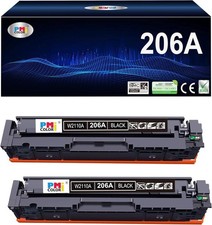 2-Pack 206A W2110A Black Toner Cartridges HP Color LaserJet Pro M255dw M283fdw