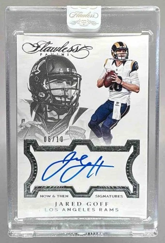 Jared Goff 2016 Panini Flawless Silver Rookie Now and Then Auto RC /10