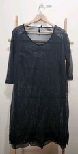 TS Taking Shape Black Sheer Mesh 3/4 Sleeve Shift Dress Size S