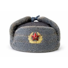 Vintage Soviet Army Ushanka Hat USSR Red Star Military Winter Fur Cap Sz 60