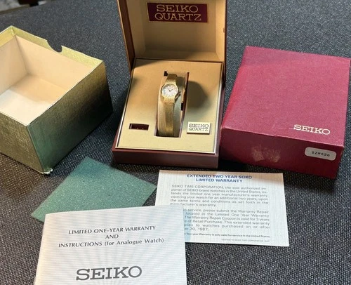 Vintage 1987-88 Seiko Women 2Y00 Watch Ladies Gold Tone,Box And Paperwork,Runs