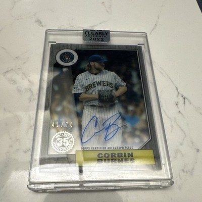 2022 Topps Clearly Authentic Corbin Burnes Brewers #87TBA-CB Black /75 Auto