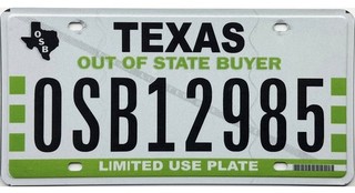 99 CENT SALE Texas OUT OF STATE BUYER License Plate #OSB 12985 No Reserve