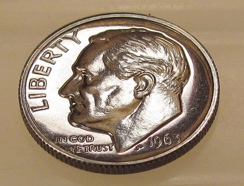 1963 Gem   Proof  Dime 90% Silver  "  MONSTER  BLUE TOING "#306 ~ 1