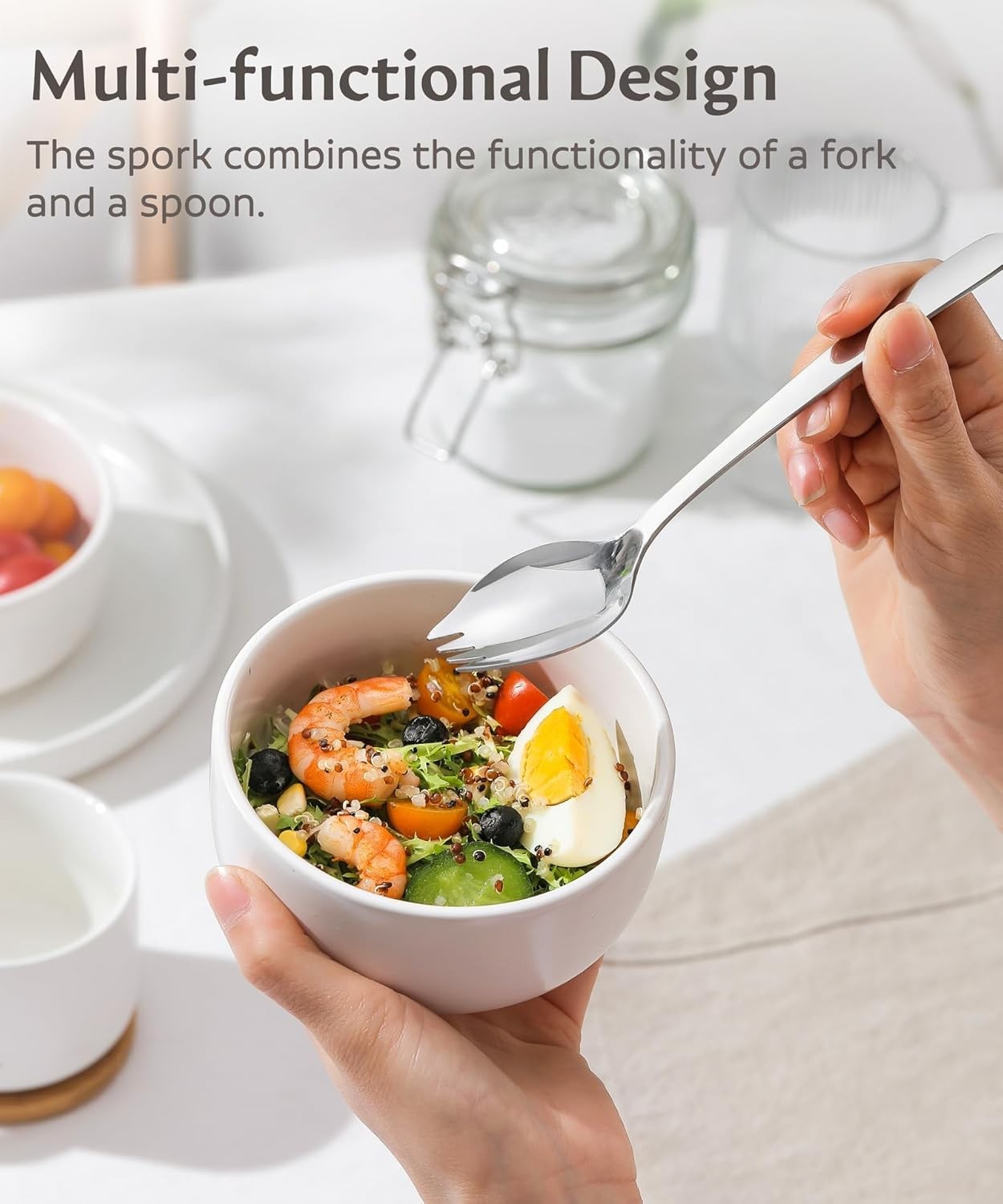 7-inch Spork Stainless Steel, Reusable Metal Sporks, Set of 4