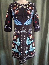 NWOT Embroidered Floral Birds Black YZXH Yu Zhong Xie Hou Dress Large L