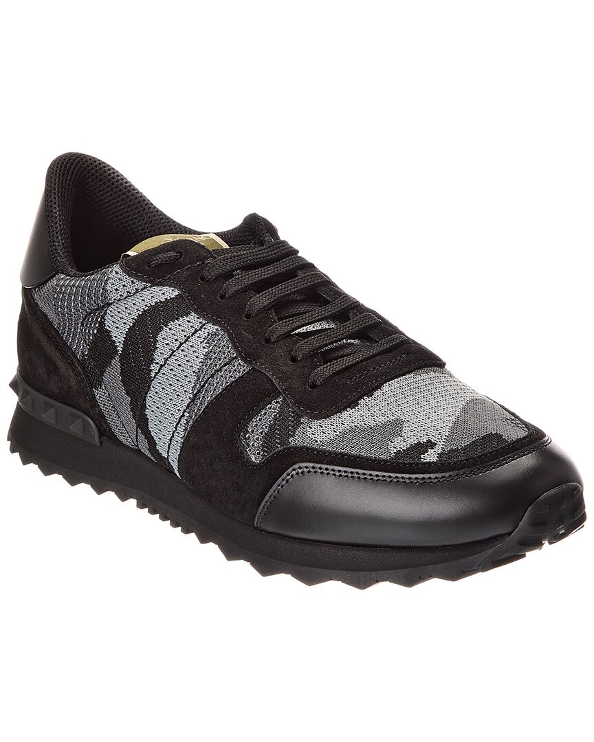 Valentino Rockrunner Knit - Suede Sneaker Mens Black 38 50190₽