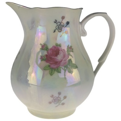 Milchkännchen H 10,5 L 10,5 B 8,4 Kahla Perlmutt Blumendekor Porzellan