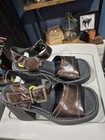 Free People Glossy Brown Platform Sandals Heels Size 5 EU 37 Chunky — photo 9