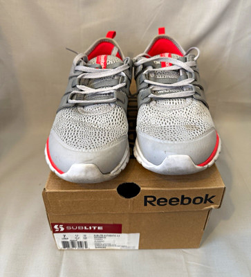 Reebok Sublite Men's Low Top Lace Up Athletic Sneakers Gray Red White