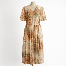 Handmade Floral Fairy Sheer Maxi Dress Size XL Metallic Ethereal Earthy Romantic