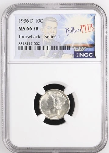 1936 D 10C Mercury Dime NGC MS66 FB BullionPlus Throwback Series