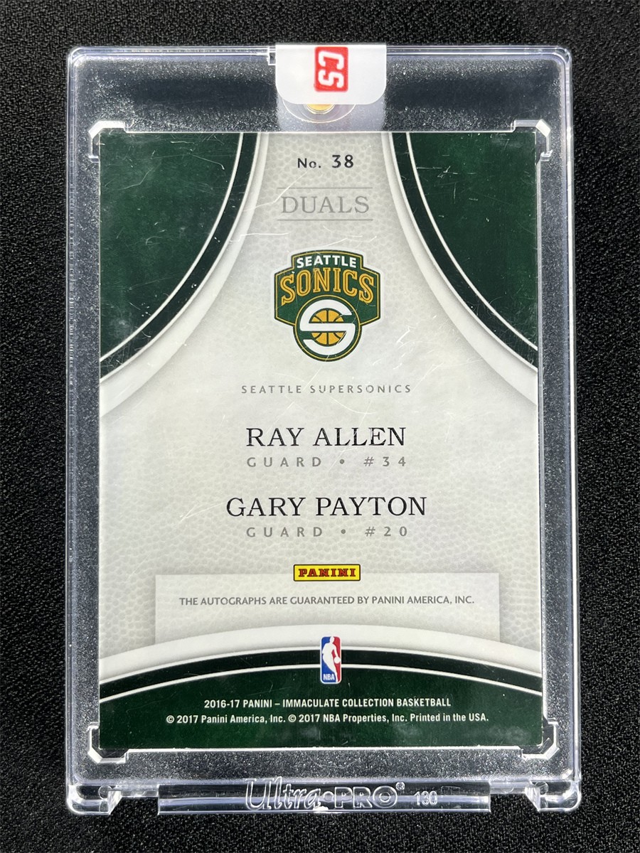 2016-17 Panini Immaculate Collection Ray Allen/Gary Payton #38 Duals Auto /49 view 2