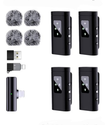 S33 Pro 4 Wireless Lavalier Microphone Kit for iPhone Android PC 48KHz 250ft 