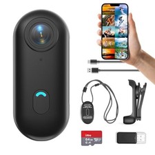 Thumb Action Camera 1080P Video, 64GB Micro SD, Wide Angle Body Cam