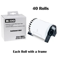 40Rolls Continuous Length Paper Tape DK-2243 Labels 4"x100' for Brother QL-1050