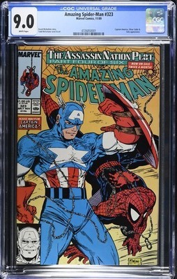 Amazing Spider-Man #323 CGC 9.0 White Pages McFarlane Cover Captain America 