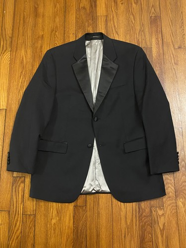Lauren Polo Ralph Lauren Solid Black 2 Button Wool Tuxedo Jacket Coat 40R