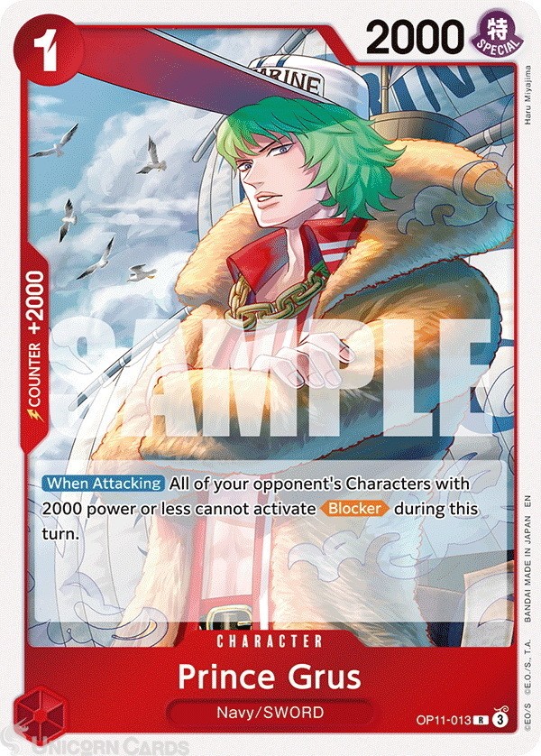 OP11-013 Prince Grus : Rare English One Piece TCG Card : OP11: A Fist Of Divine