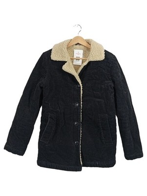 America Today Cord Felljacke Damen XXS Schwarz Sherpa Kragen Vintage