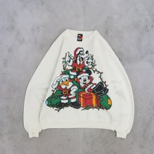 Vintage Mickey Mouse Goofy Donald Disney Christmas Crewneck Sweatshirt Size XL