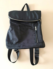 Black Nylon Daypack Backpack, Zip Flap Closure, Front Zip Pocket