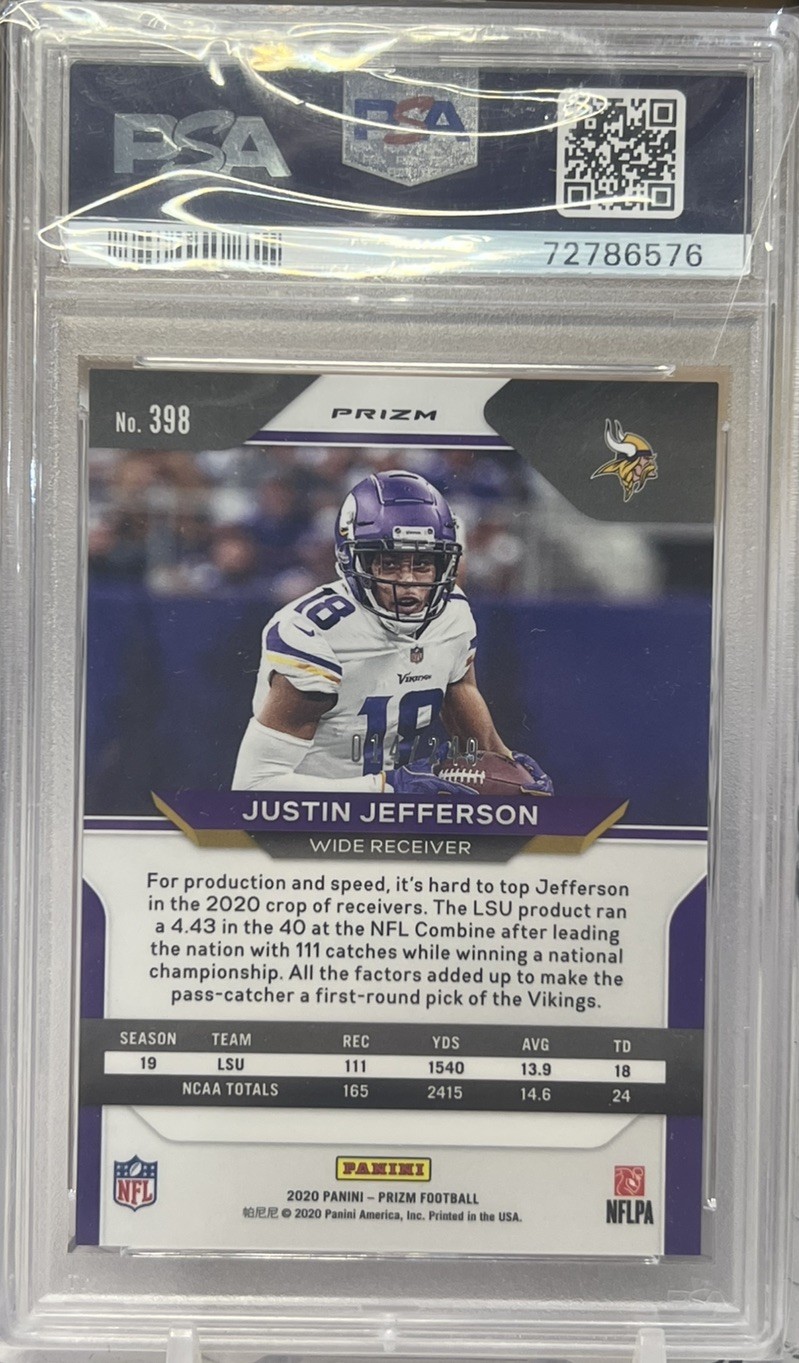 2020 Panini Prizm - Rookie Justin Jefferson #398 Orange Prizm /249🔥PSA 10🔥 view 2