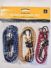 6 X Pack Bungee Cord With Hooks 30cm, 45cm, 60cm