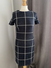 Dolce & Gabbana Checked Knit Bodycon Dress Navy White Grid Print UK 10 Good
