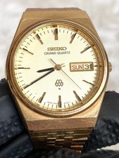 Seiko 9943-8000 Grand Quartz Gold Tone Champagne Dial Day Date Vintage Watch