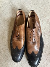 Ben Sherman Brown Black Leather Wingtip Brogue Men's Dress Shoes