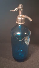 Vintage Blue Glass Seltzer Soda Water Bottle Lakeland Beverages Peekskill NY