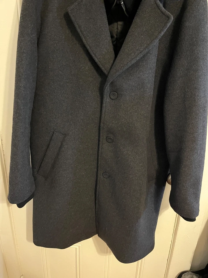 Mens XXL Guess Long Pea Coat Charcoal - Image 2 of 4