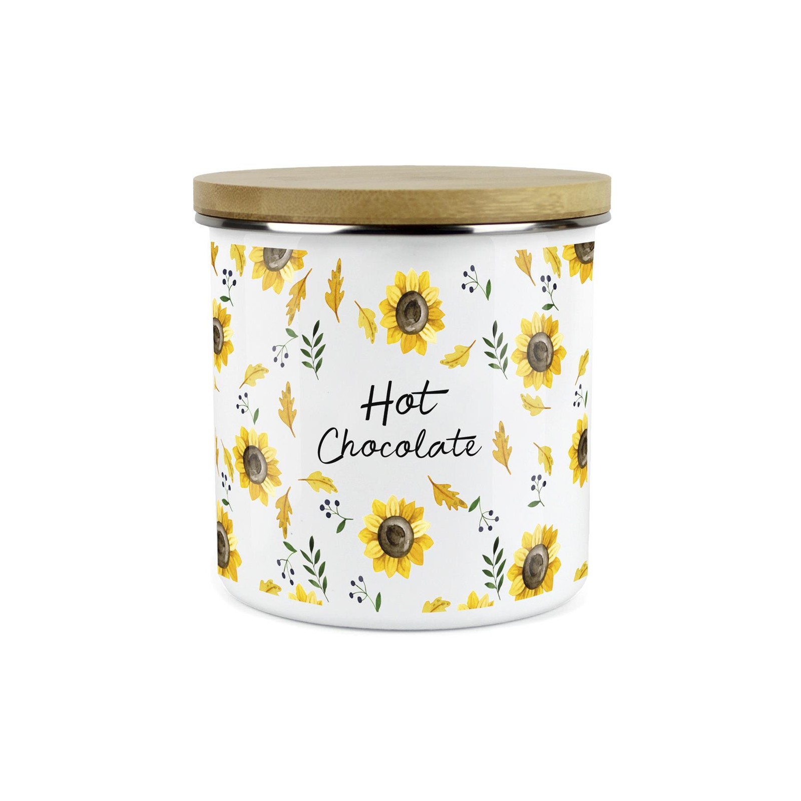 Hot Chocolate Storage Canister - Sunflowers Yellow Kitchen Storage Jar